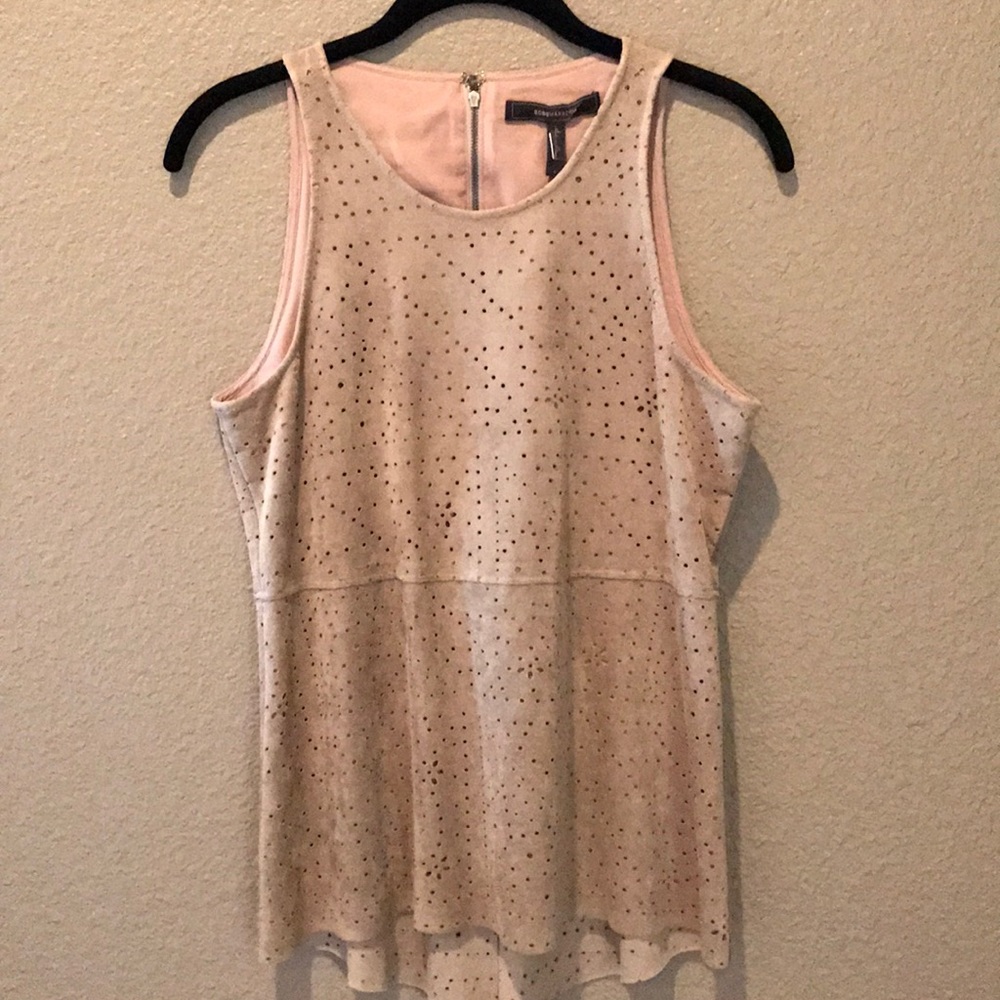 BCBG faux suede top